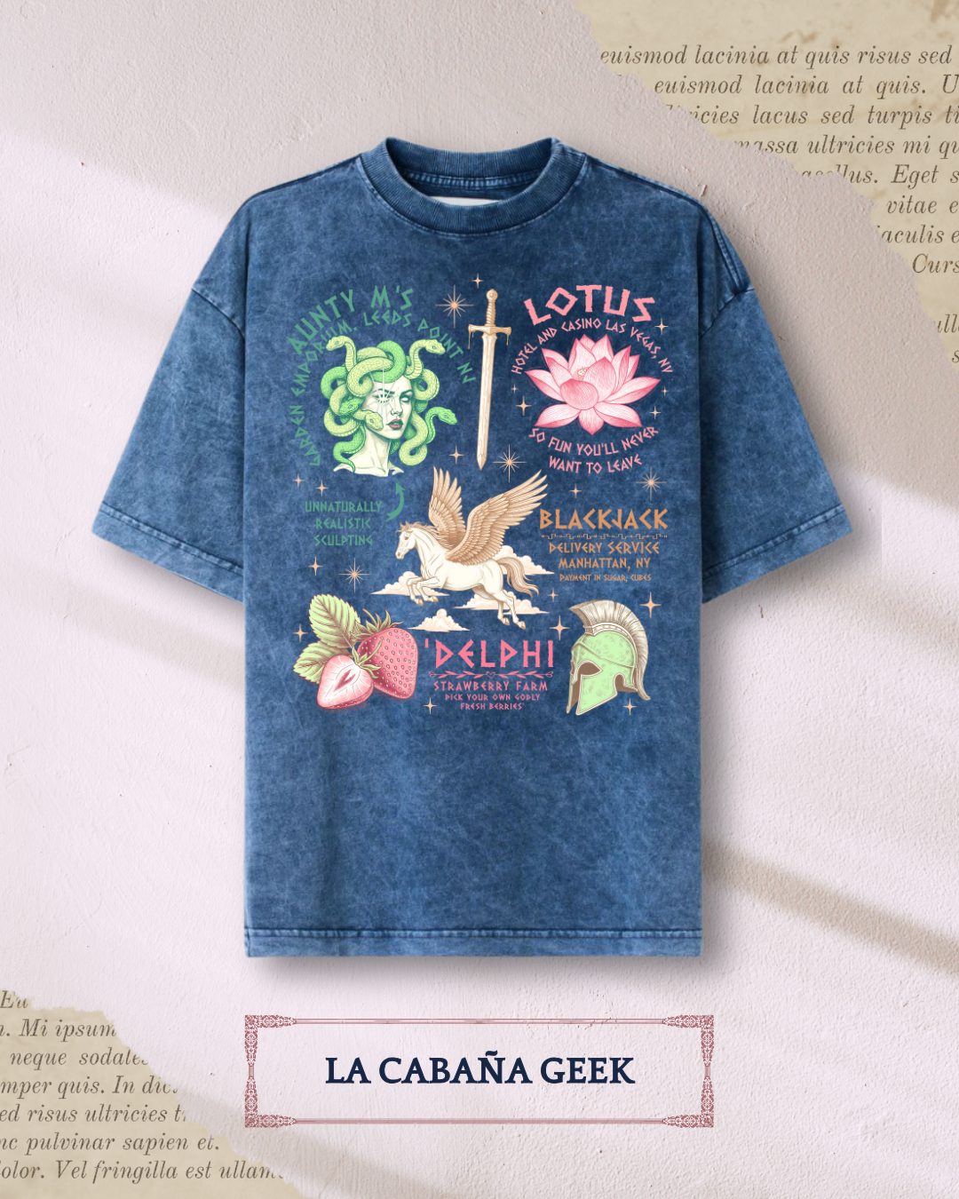 Polera Percy Jackson - Medusa, Lotus, Delphi & símbolos.
