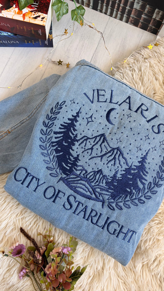 Chaqueta de Jean Bordada-     Midnight Over Velaris