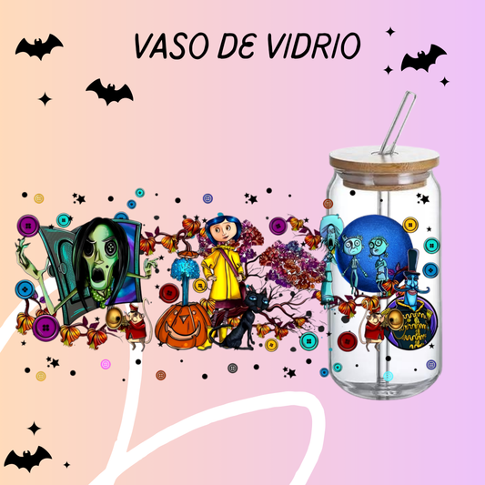 Vaso de vidrio - Coraline - Halloween
