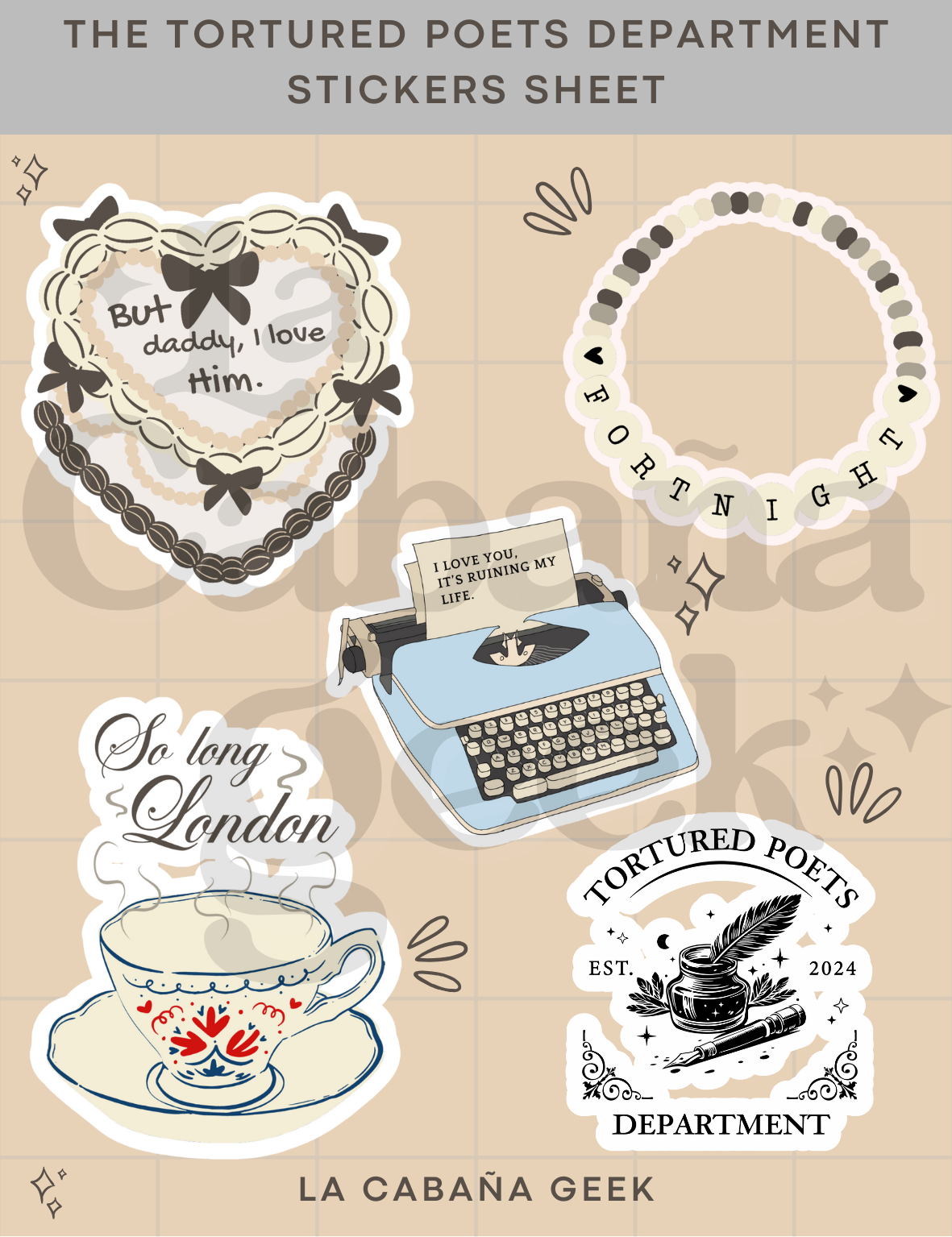 Stickers Sheet - The Tortured Poets Department - Taylor Swift.