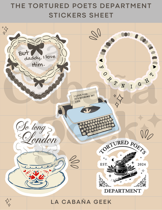 Stickers Sheet - The Tortured Poets Department - Taylor Swift.