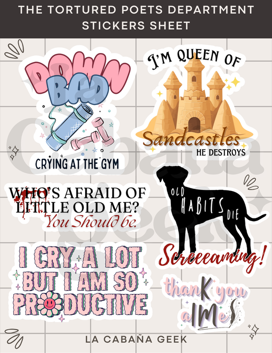 Stickers Sheet - The Tortured Poets Department VS2 - Taylor Swift.